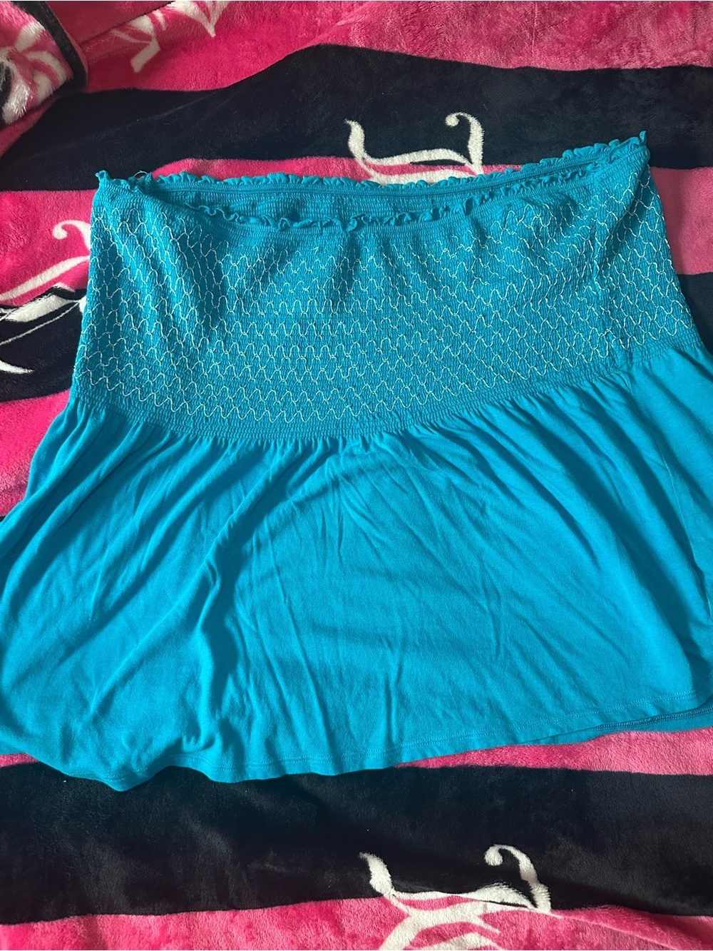 Women's Blue Smocked Tube Top